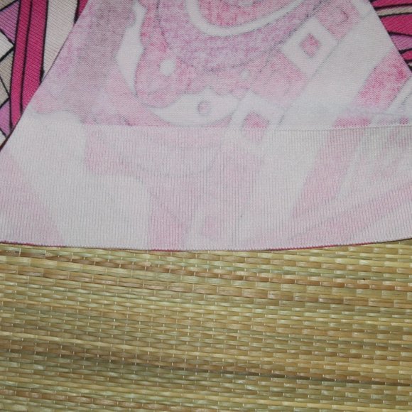 Ann Taylor Pink Mod Swirl Crystal Buttons Silk Blend Cardigan Sweater - Picture 7 of 10